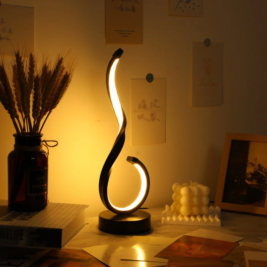 1PC Compact Modern Ironwork USB Three-color Dimming Desktop Decorative Lamp