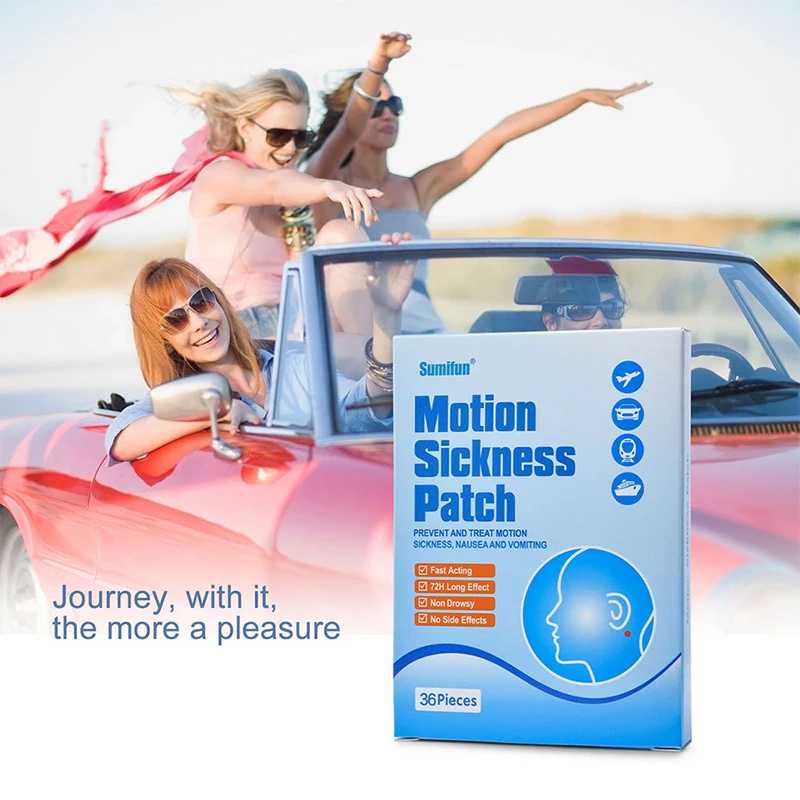 Travel Motion Sickness Stickers 36pcs Natural Safety Anti Car Sickness Patch Mini Quick Long-Lasting Durable For Adult Elderly