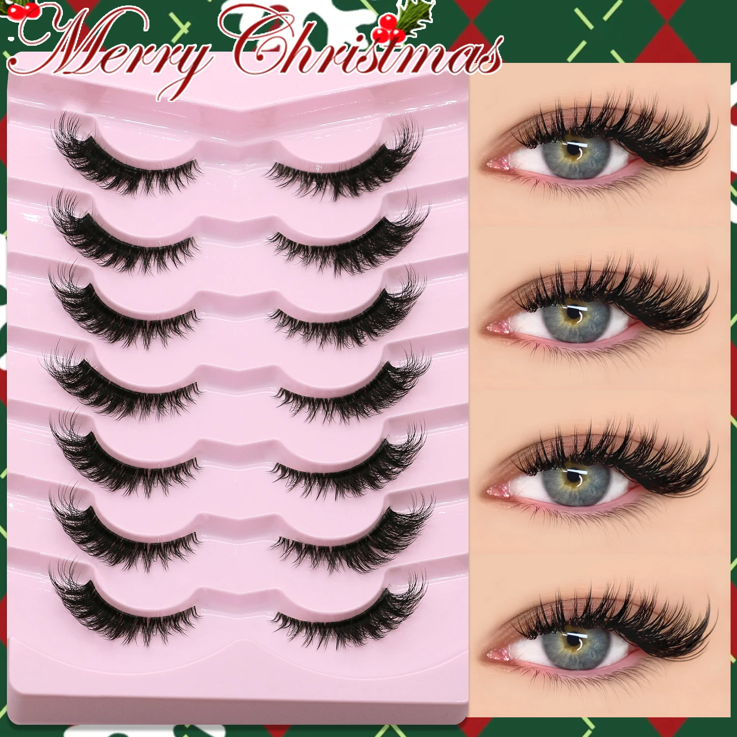 GROINNEYA Pluizige Wimpers Natuurlijke Cat Eye Wimpers Dramatische Krul Volledige Strip Wimpers 3D Faux Nertsen Wimpers Extension Make-Up