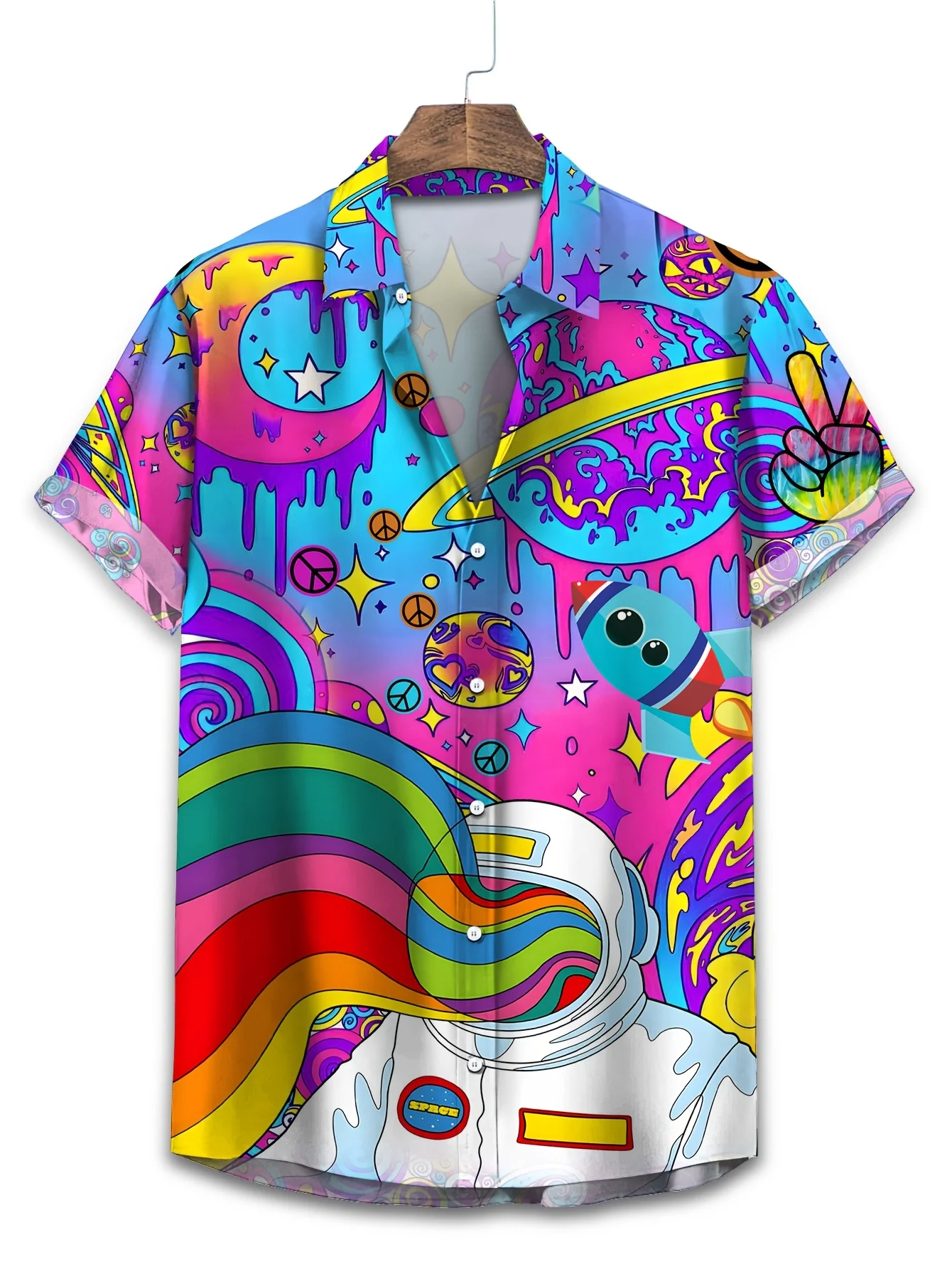 New Hawaiian Men's Shirt 3D Balloon Dog Print Fashion Lapel Top Comfortable Casual Men's Short Sleeve Shirt G
