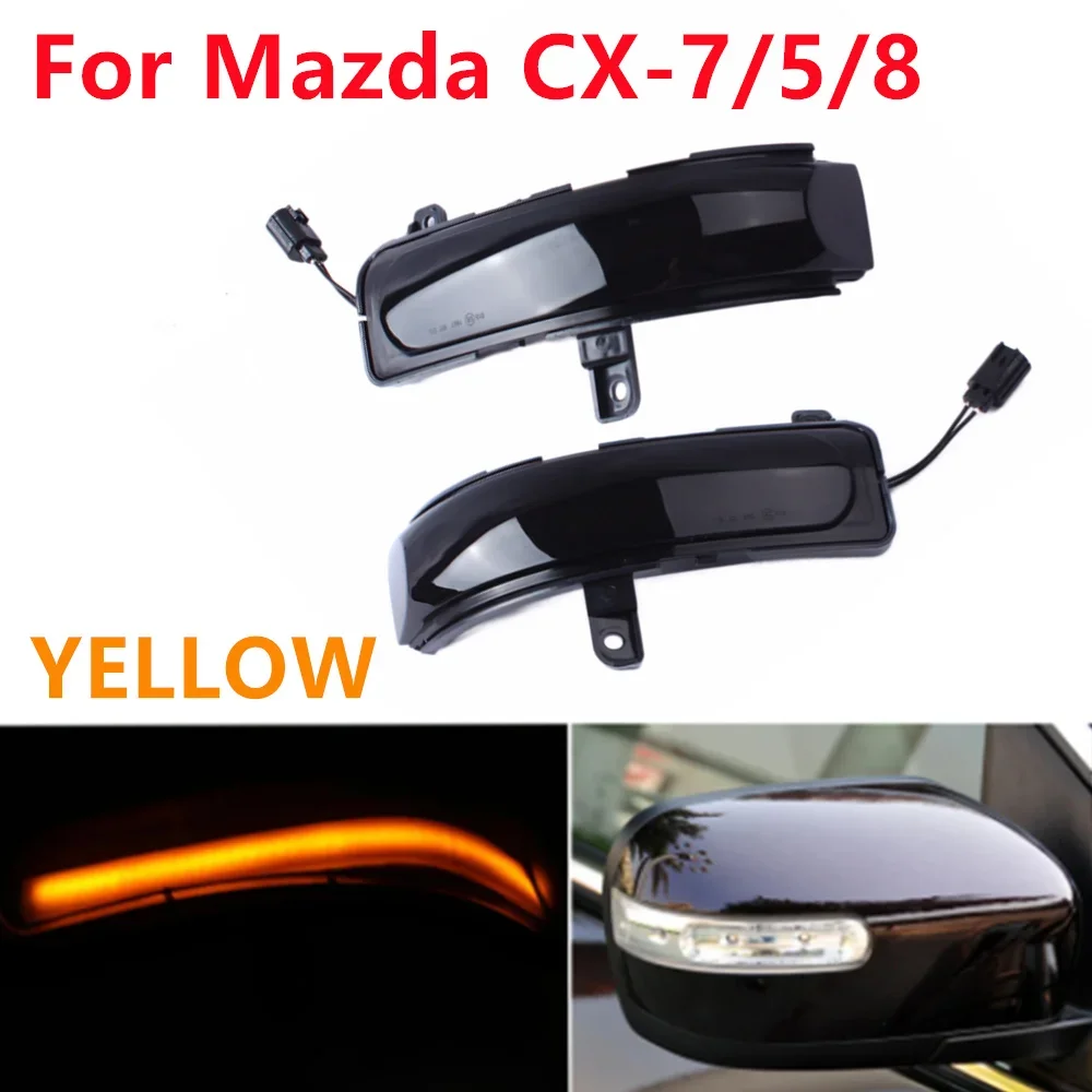 2pcs Sequential Blinker Lamp Car LED Dynamic Turn Signal Side Rear Mirror Light For Mazda CX-7 Mazda 5 Mazda 8