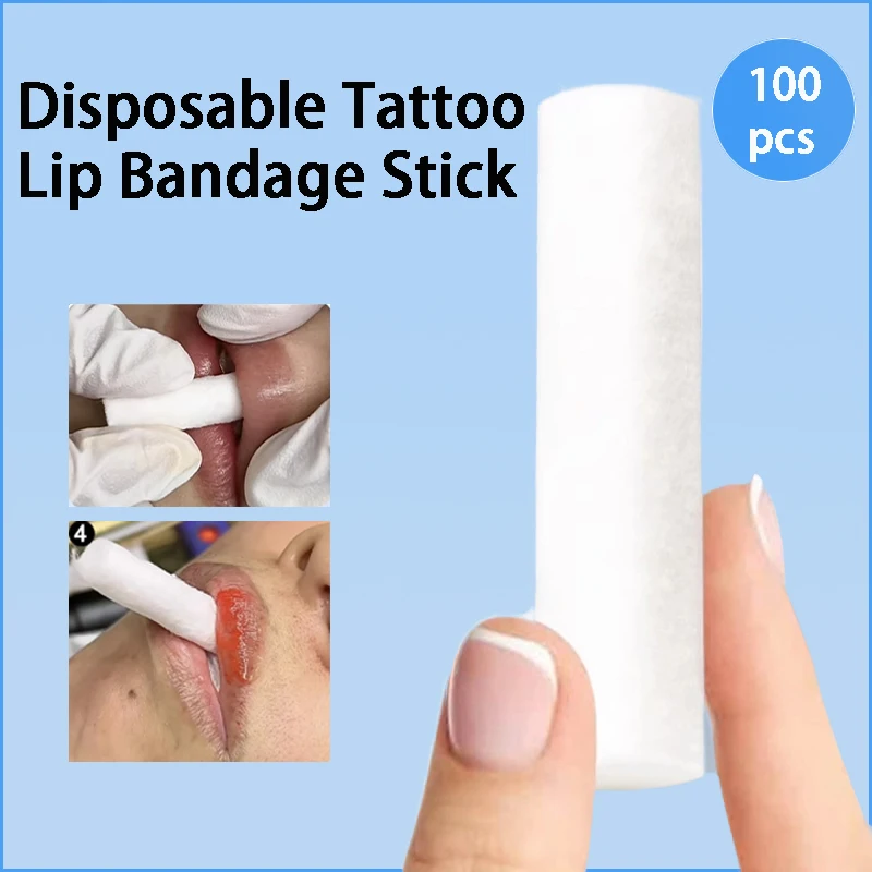 

100Pcs Disposable Tattoo Lip Bandage Stick Semi-permanent Tattoo Floating Lip Operation Quick Coloring Lip Auxiliary Tool