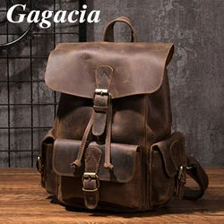 GAGACIA Small Retro Women Cow Leather Backpack Handmade Ladies Rucksack College School Bags For Teenage Girls Luxury Knapsack