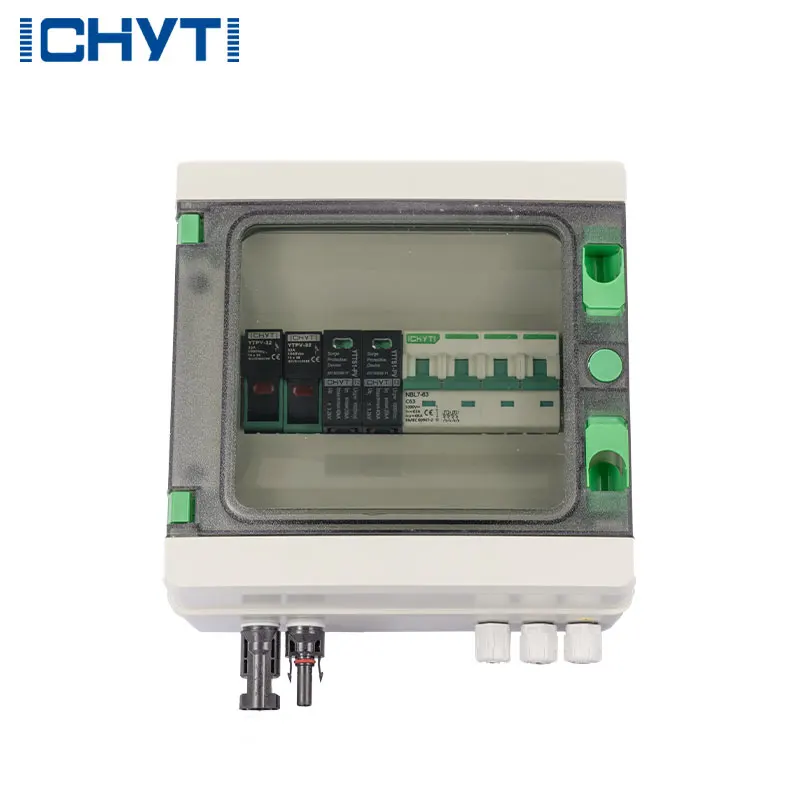 CHYT IP65 1000V DC Panel solar Caja combinadora fotovoltaica 1 cuerda para energía solar, con relámpago