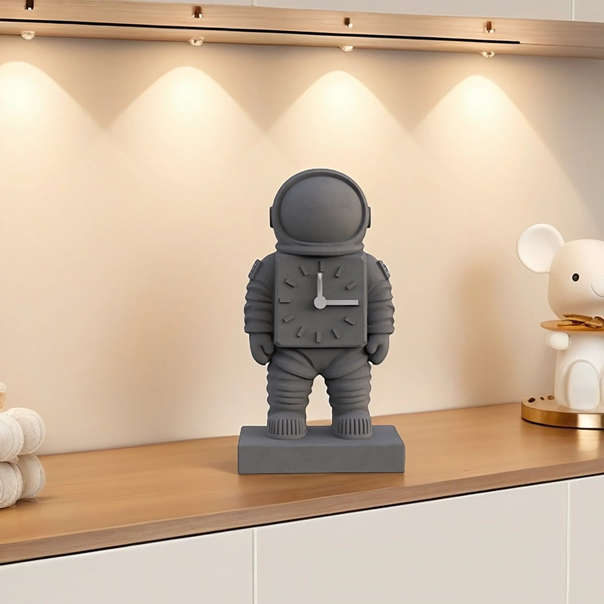 قالب سيليكون على شكل ساعة خرسانية على شكل رائد فضاء، مجموعة صنع ساعة مكتب أسمنتية ذاتية الصنع، قوالب ديكور منزلية فريدة من نوعها ذات طابع مساحة