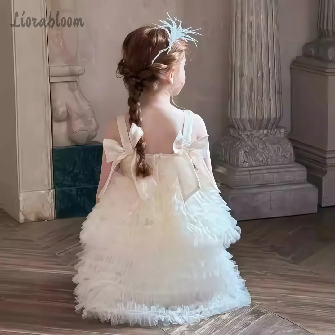 Abito da sera in tulle con paillettes a strati per bambina, abito corto da damigella d'onore, abito da festa, abbigliamento da matrimonio