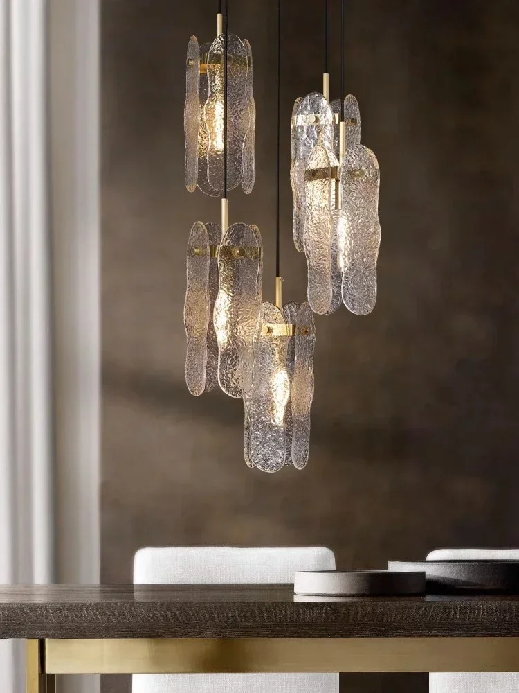 Modern Luxury Water Ripple Glass Living Room Chandelier For Restaurant Bedroom Ceiling Lamp Staircase Hall Decor Lustre Fixtures