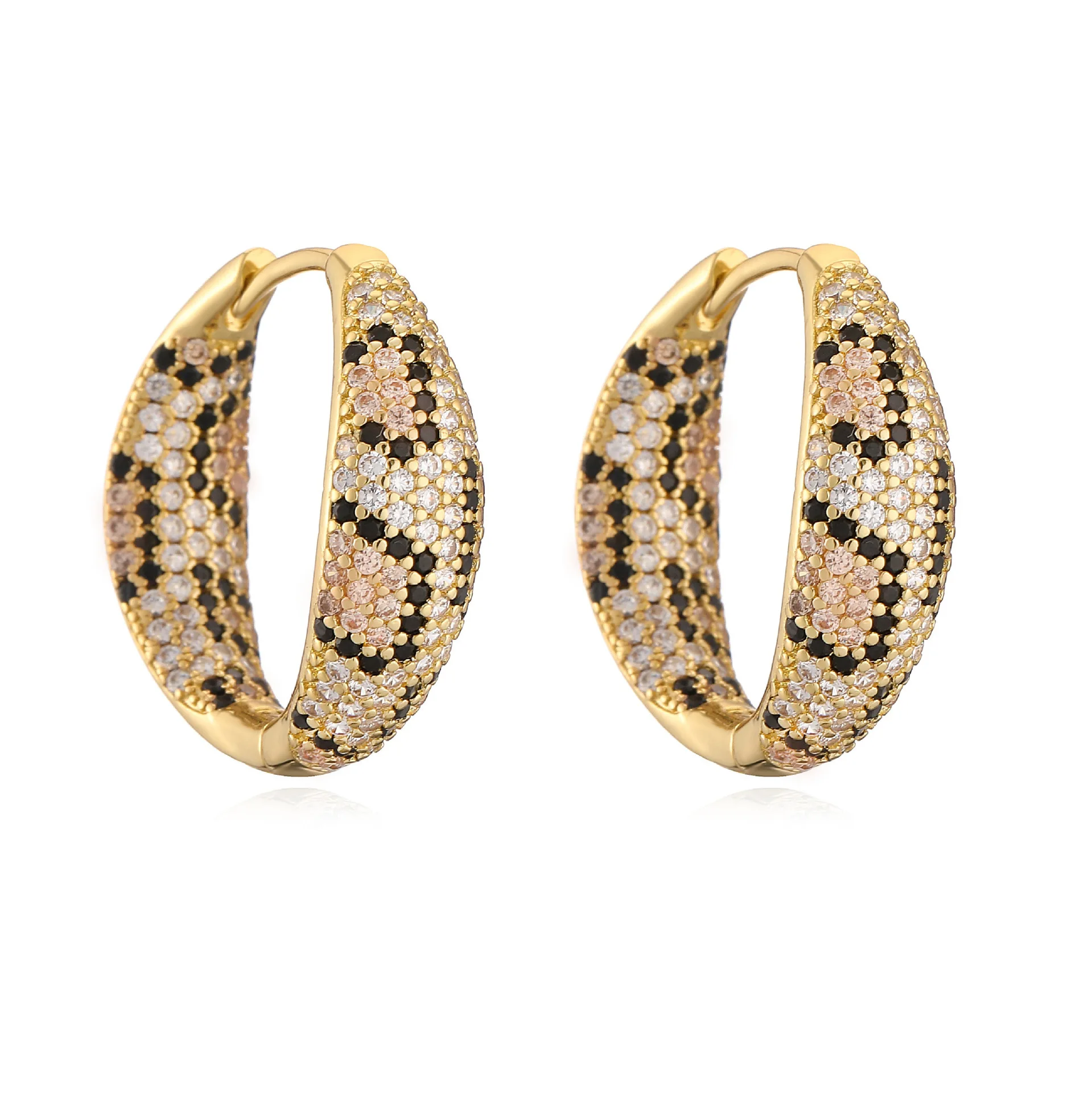 2025 New Shiny Multicolor Zircon Leopard Snake Shape Hoop Earrings for Women Luxury Trendy Daily Party Jewelry