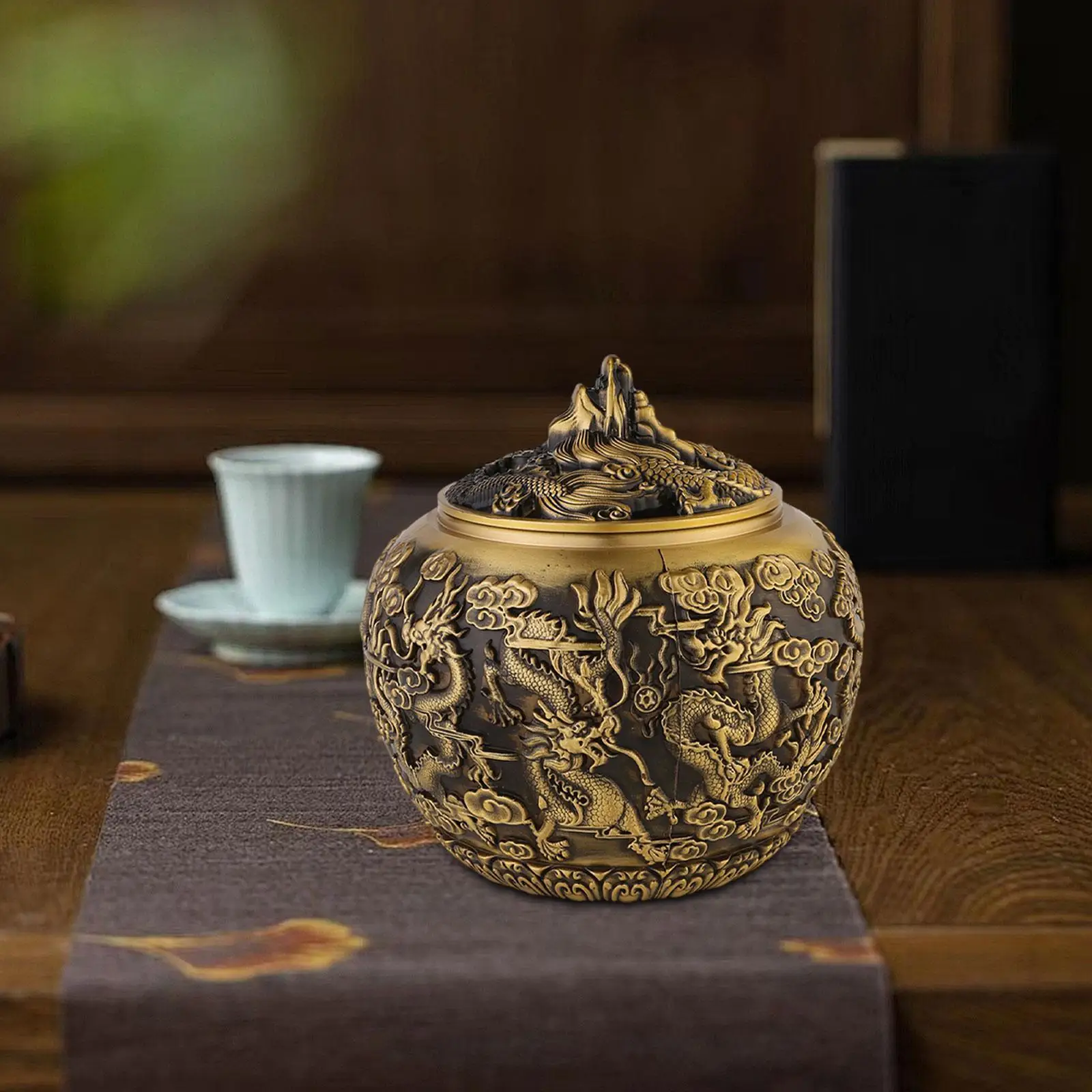 Wadah Penyimpanan Teh Toples Penyimpanan Makanan Timah Teh Meja Toples Teh Oriental Tabung Teh untuk Teh Longgar untuk Permen Gula Dapur