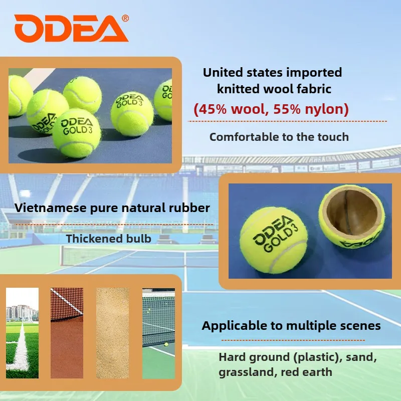 ODEA Gold Tennis Ball, Professional Premium Tennis Training Match Ball,Woolen Cloth Rubber Core,Stress Free Tennis Ball 10/30pcs view 5