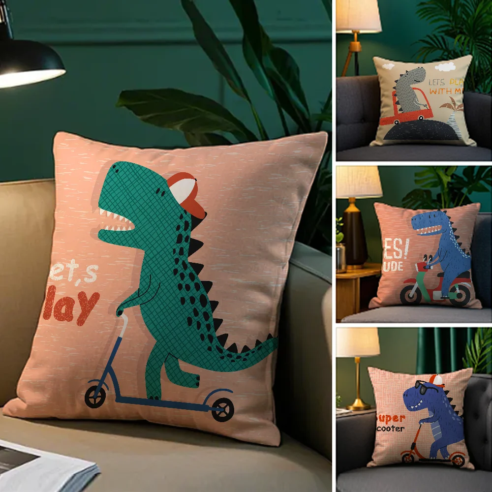 

Cartoon Dinosaur Cute Pillow Case Plush Fabric Soft Double Sided Print Sofa Cushion Cover Throw Pillow Covers