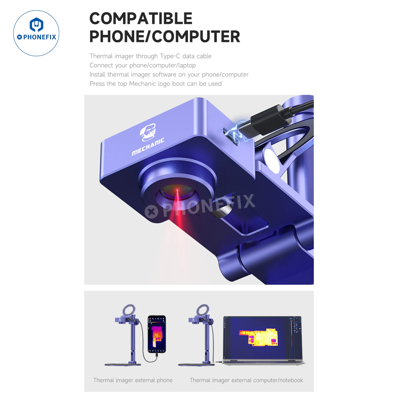 MECÂNICO STI-08 3D Thermal Imager Camera, PCB Analyzer, Placa-mãe do telefone móvel, Detecção de falhas, Diagnóstico, Câmera de Imagem Infravermelha
