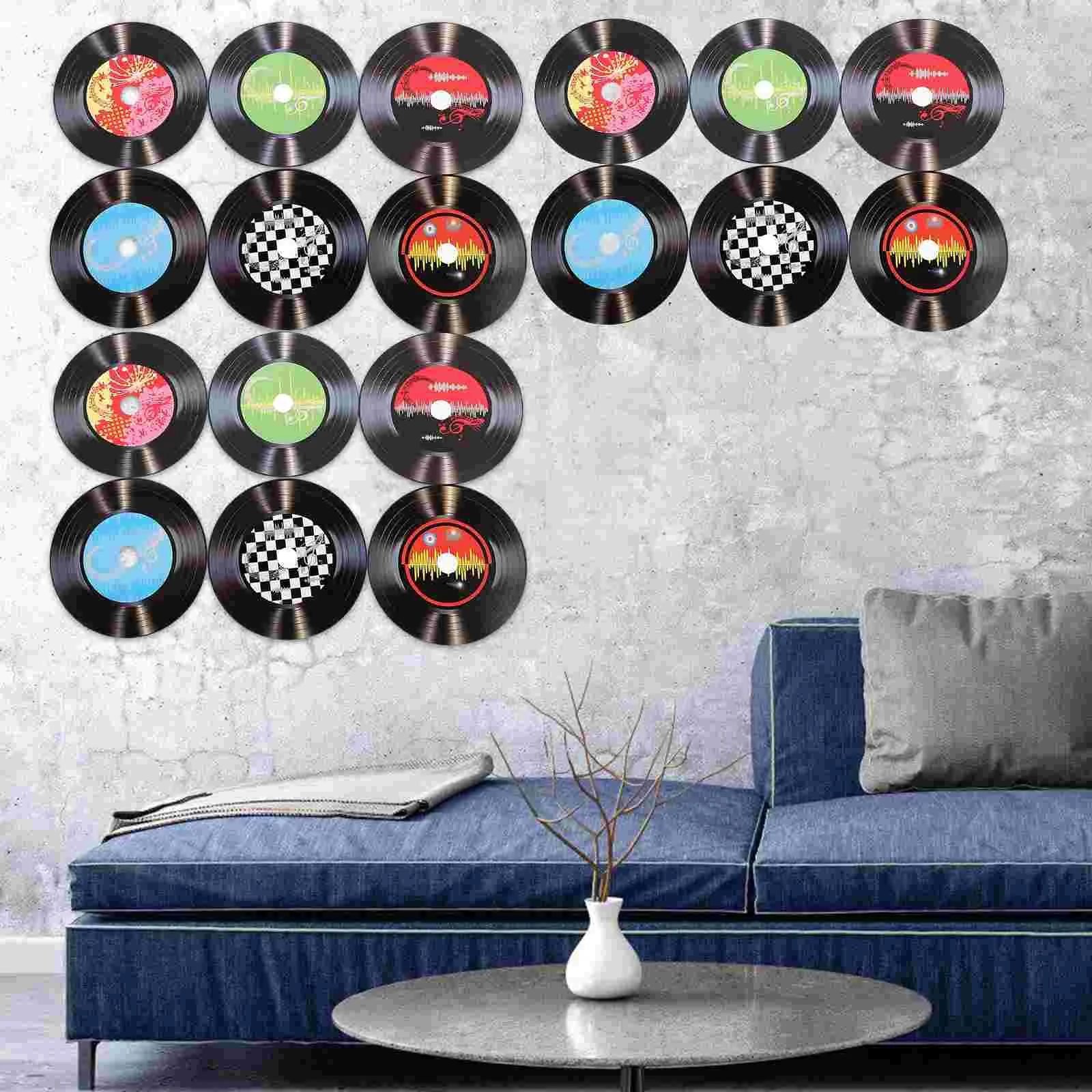 Paper Retro Wall Signs Record Wall Decor For Bar Random Style Bar Coffee Shop Interior Wall CD Old Record Decor Wall