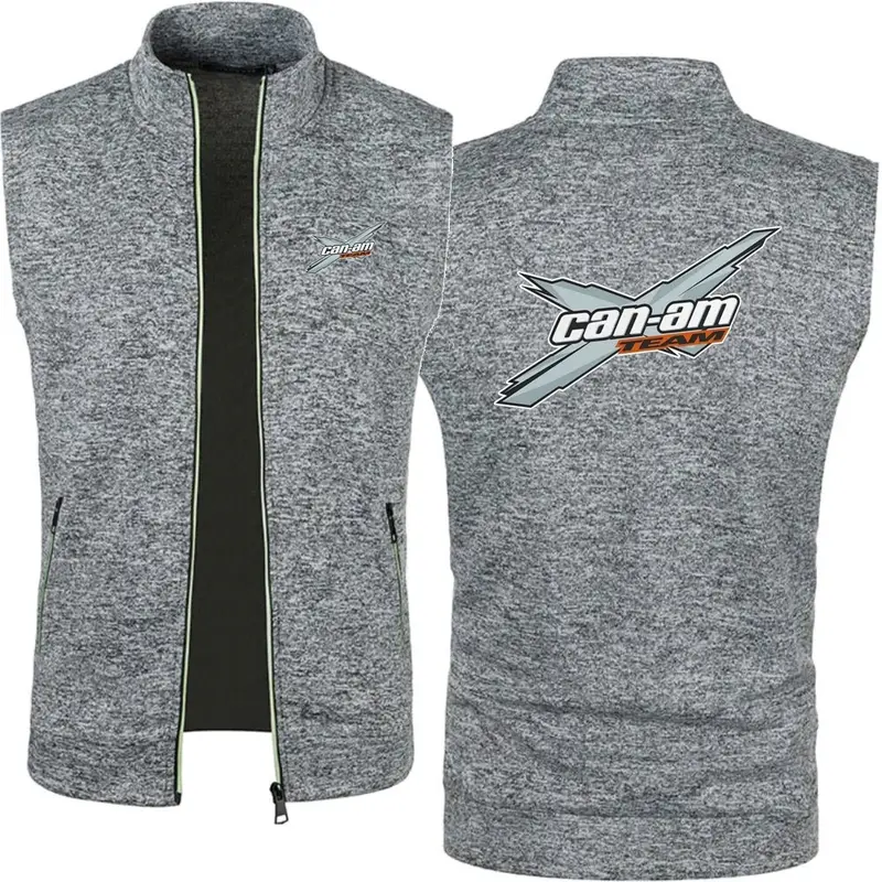 Men Can Am Off Road Brp Atv Commander Utv Outlander Men's Knitted Velvet Casual Top Zipper Vest Sleeveless High Neck Fleece Jack - Image 6