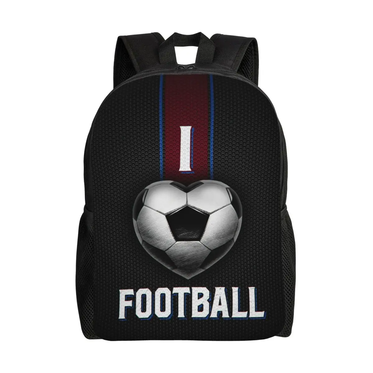 Custom I Love Football Forever Backpack for Men Women Waterproof College School Sports Lover Soccer Balls Bag Print Bookbag