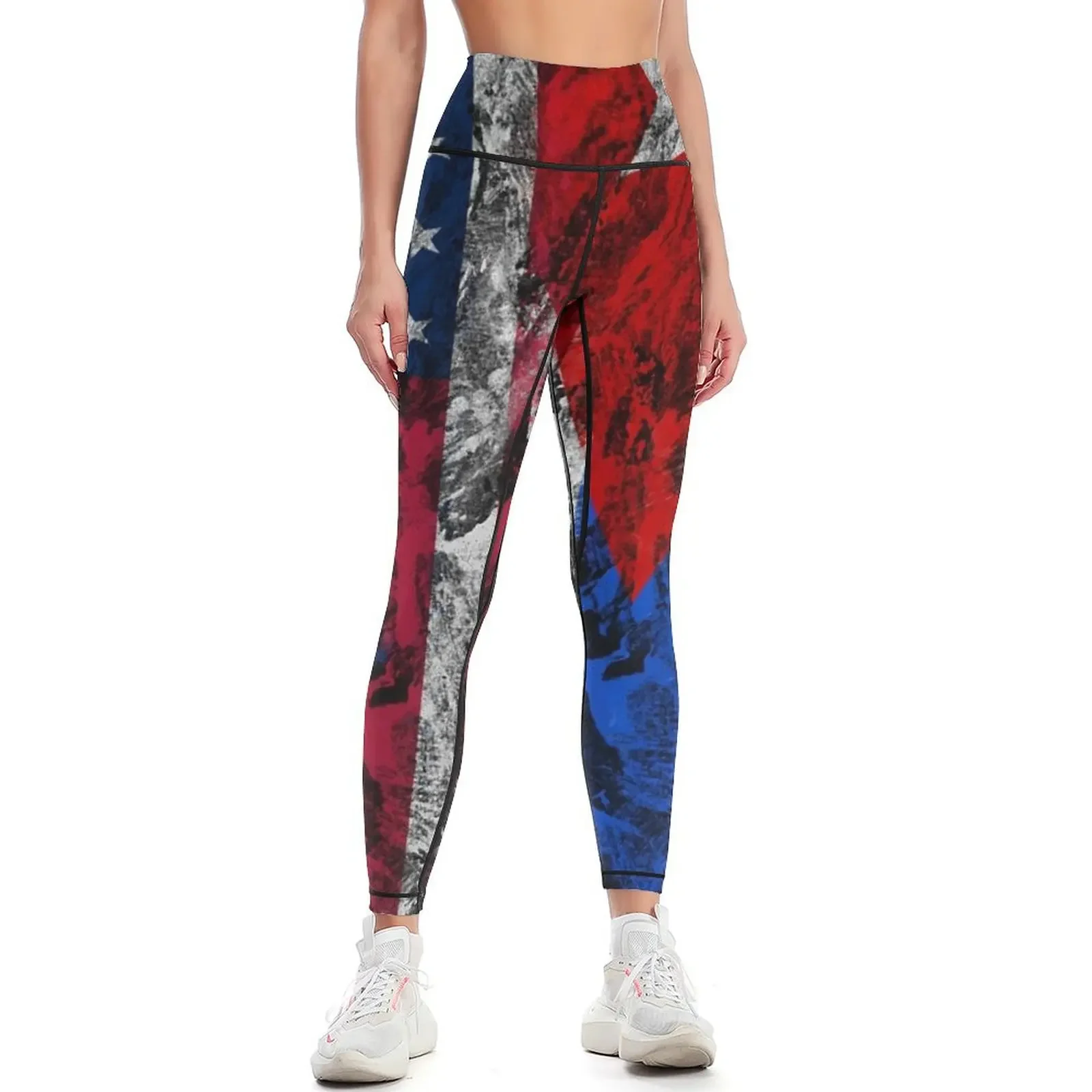 

American and Cuban Flags Tee Leggings sports for gym Women's gym gym womans clothing Womens Leggings