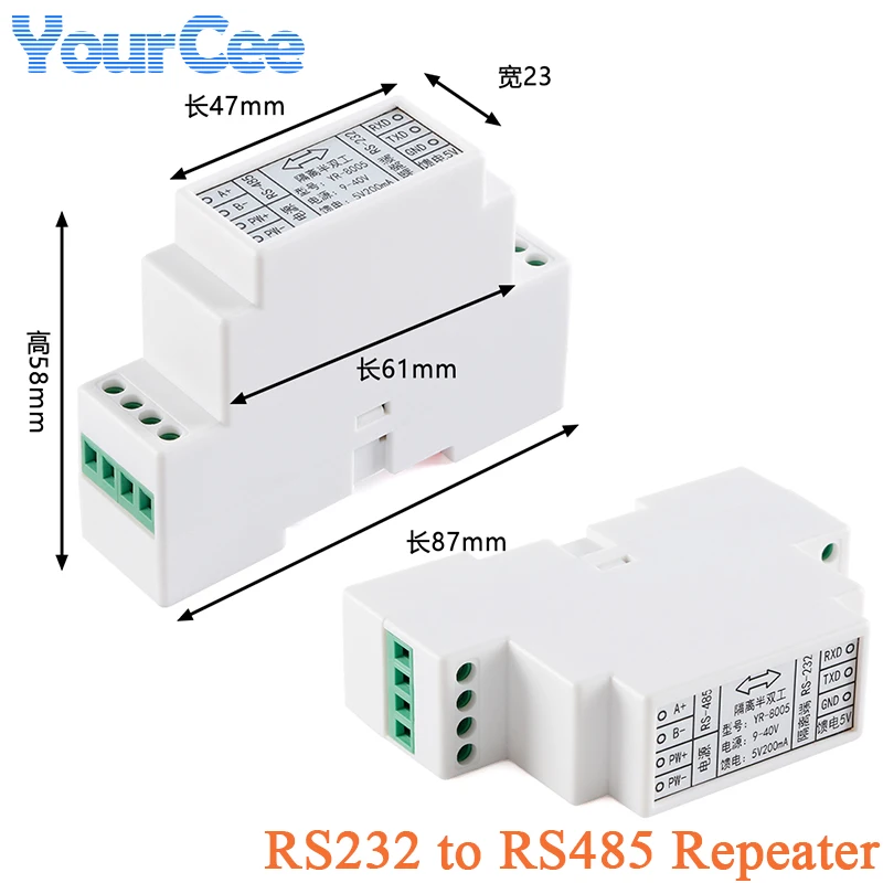 RS232 to RS485 Repeater Signal Amplifier Isolated Isolator Level Communication Protocol Converter Serial Port Conversion Module