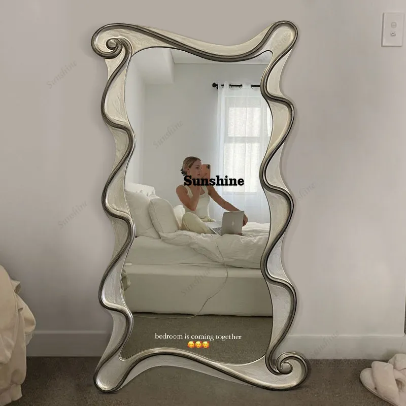 

Cute Standing Decorative Mirrors Luxury Nordic Princess Design Mirrors Full Body Vintage Long Espejos De Piso Home Decorations