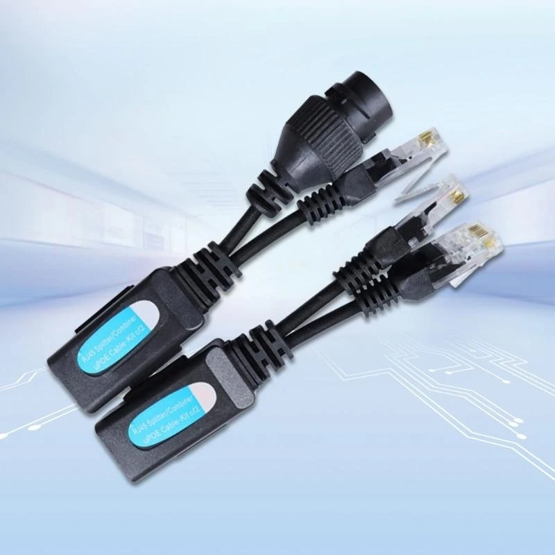 D0UA 2PCS RJ45 Combinador cabos Ethernet divisor para iPcameras e ponto acesso sem fio compatível com a maioria