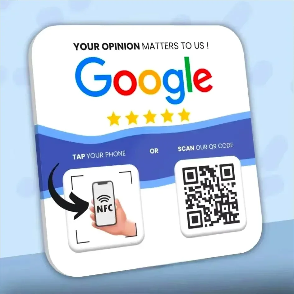 Google Review QR Code Sign Social Media Connected Plate One Tap Contactless Qr Code Sign NFC QR Code Stand Display