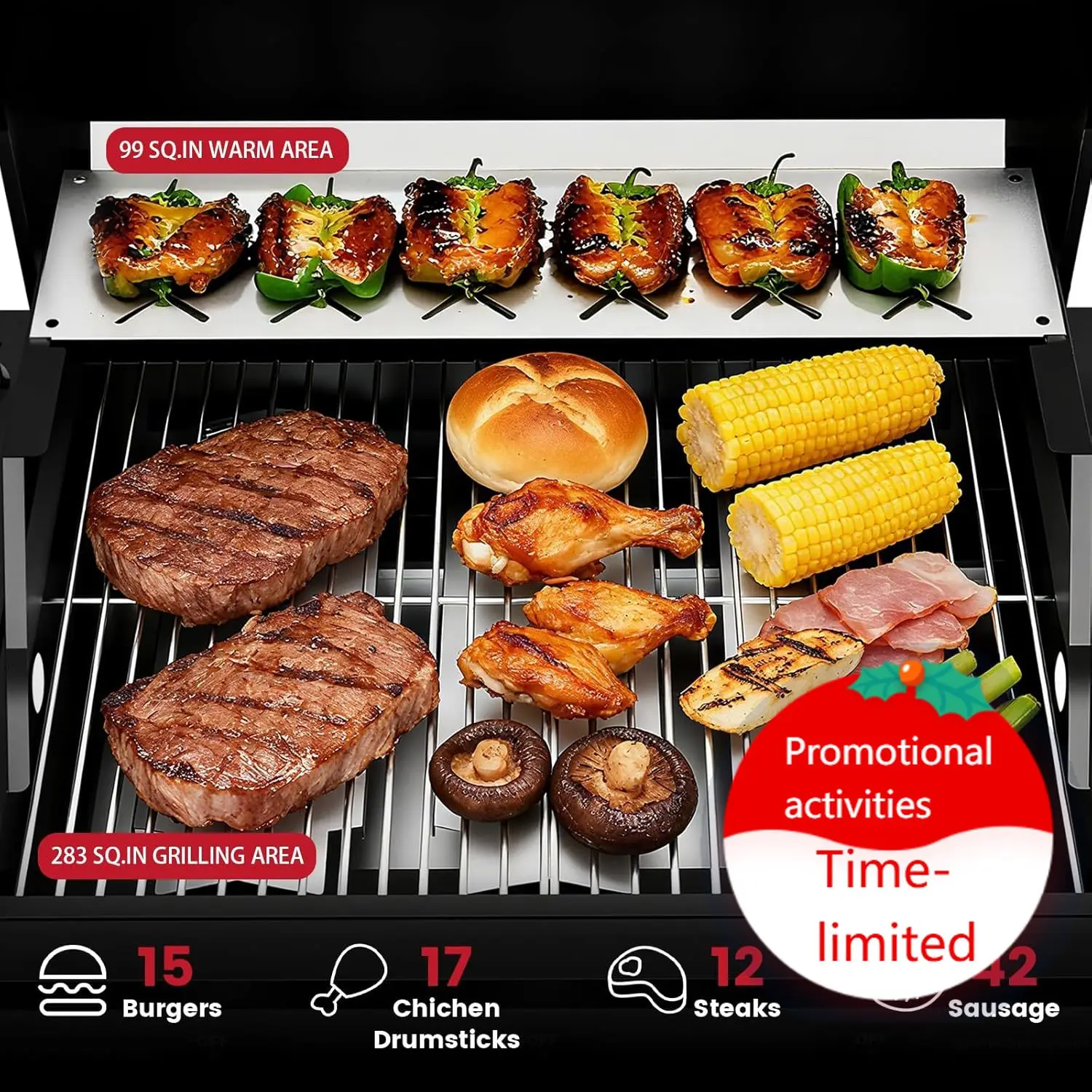 

3 Burner Propane Gas Grill, 30,000 BTU Propane Grill with Two Side Tables, Stainless Steel Barbecue Grill, Outdoor Cooking BBQ f