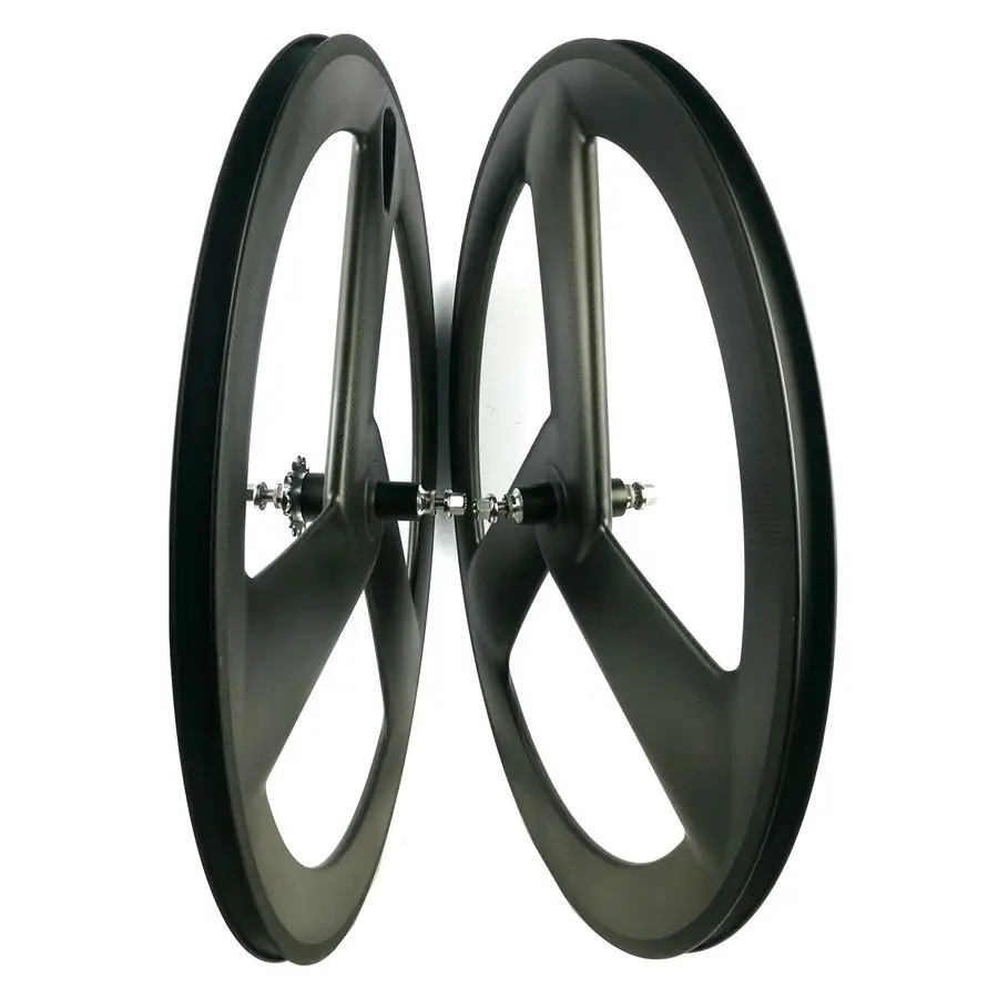 BIKEDOC Chinese Carbon Wheels Track 700C Fixed Gear Clincher 23MM Width 3 Spoke Bicycle Wheels