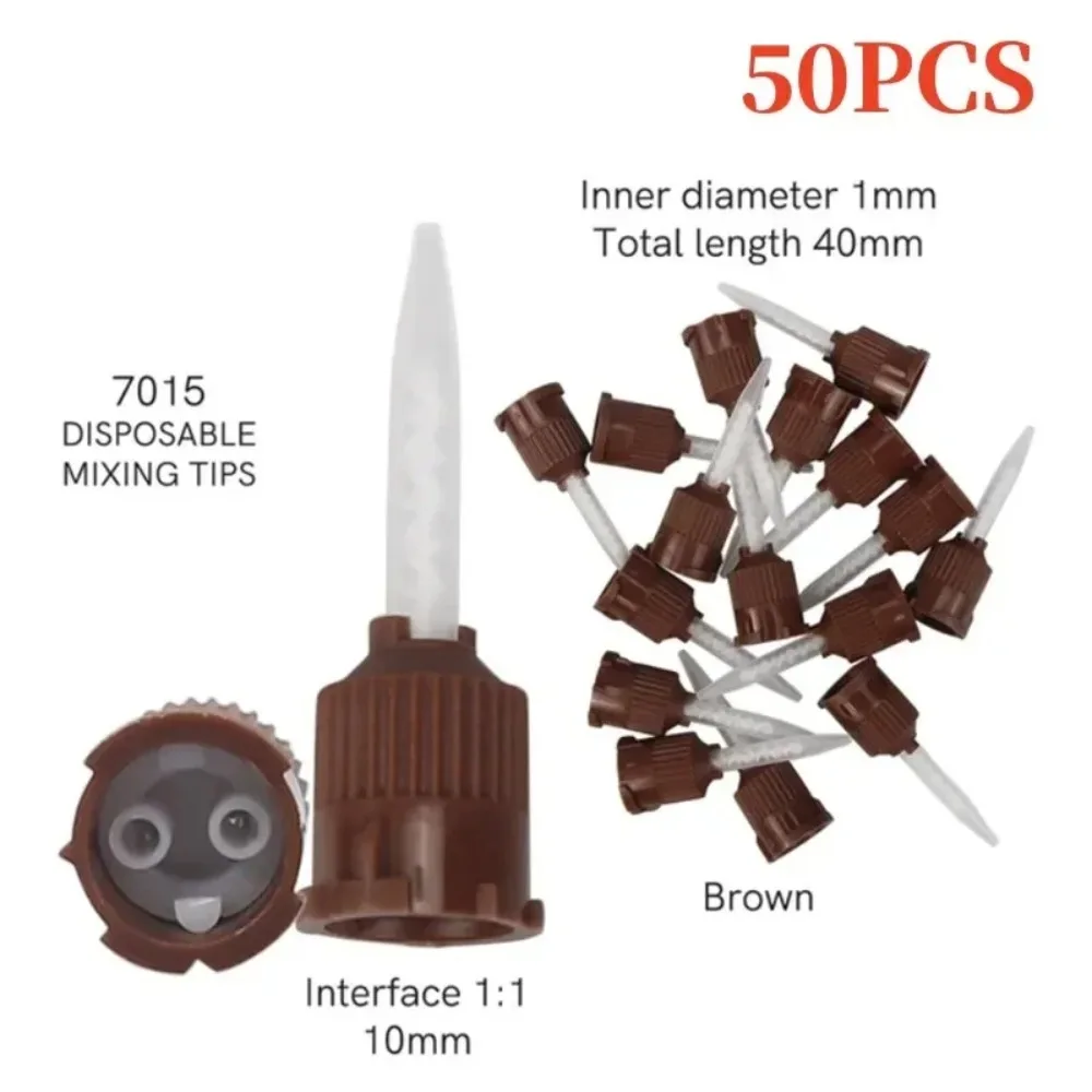 50Pcs 1:1 Disposable Brown Static Mixing Tips Universal Mix Nozzles for Dental Composite Resin Cement Adhesive Dispensing Gun view 5