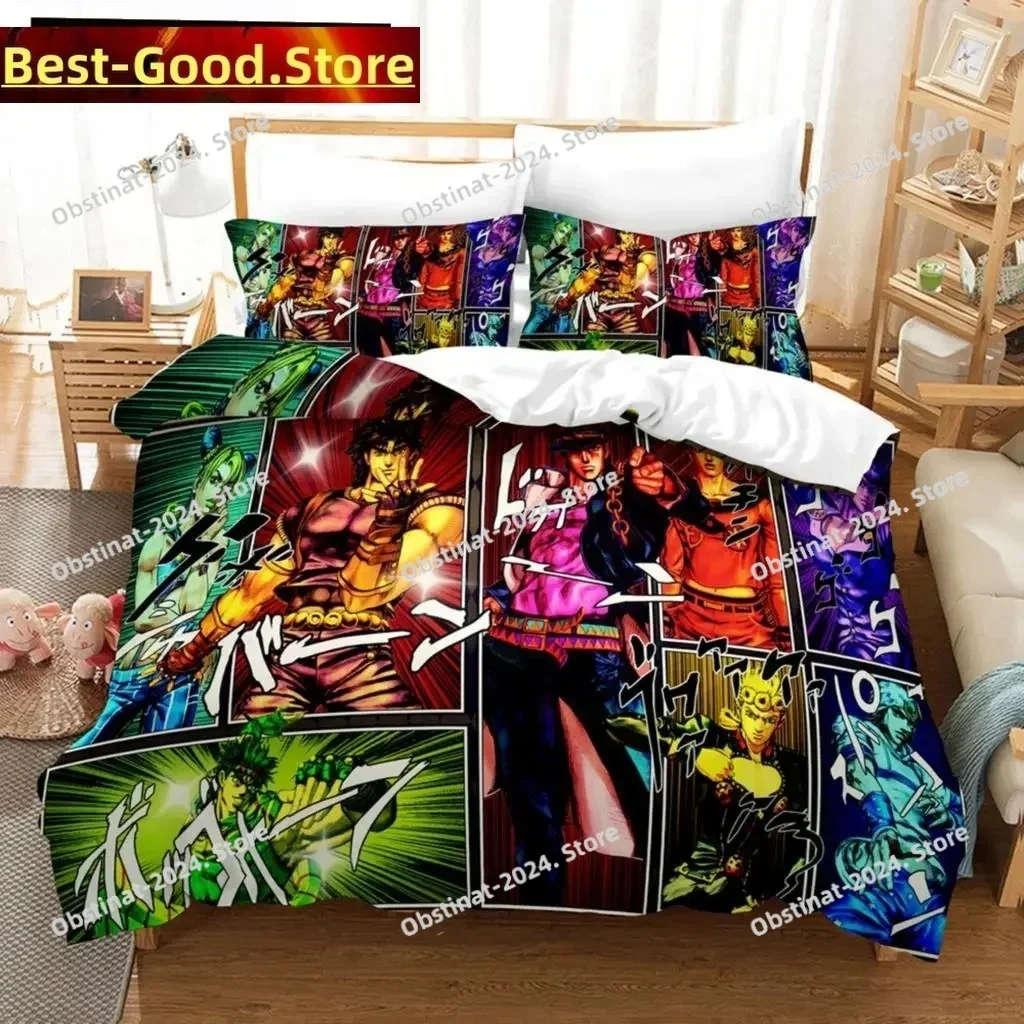 3D Print Anime JoJo Bizarre Adventure Jotaro Kujo Printed Bed Set Duvet Cover Pillowcase Bedding Set Linen Sheet Quilt Full Size