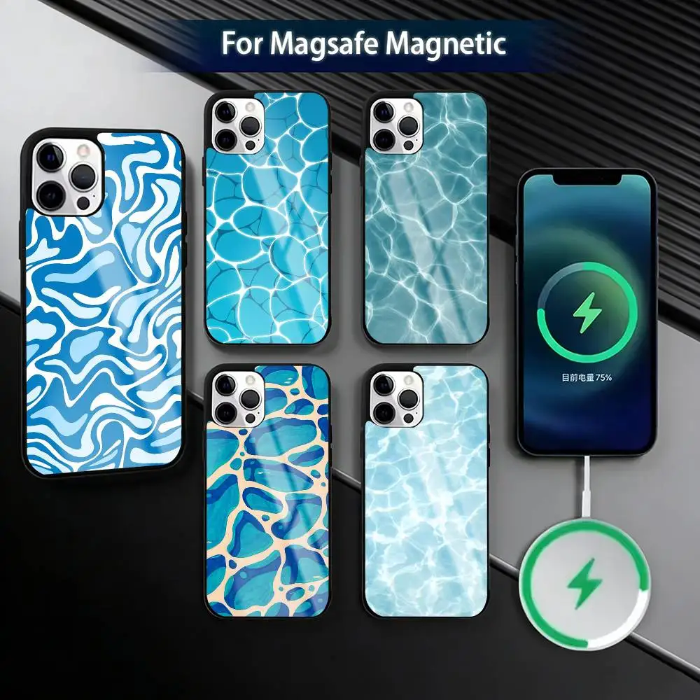 

Water T-texture Phone Case For iPhone17,16,15,14,13,12,11 Plus,Pro Magnetic For Magsafe Wireless Charging