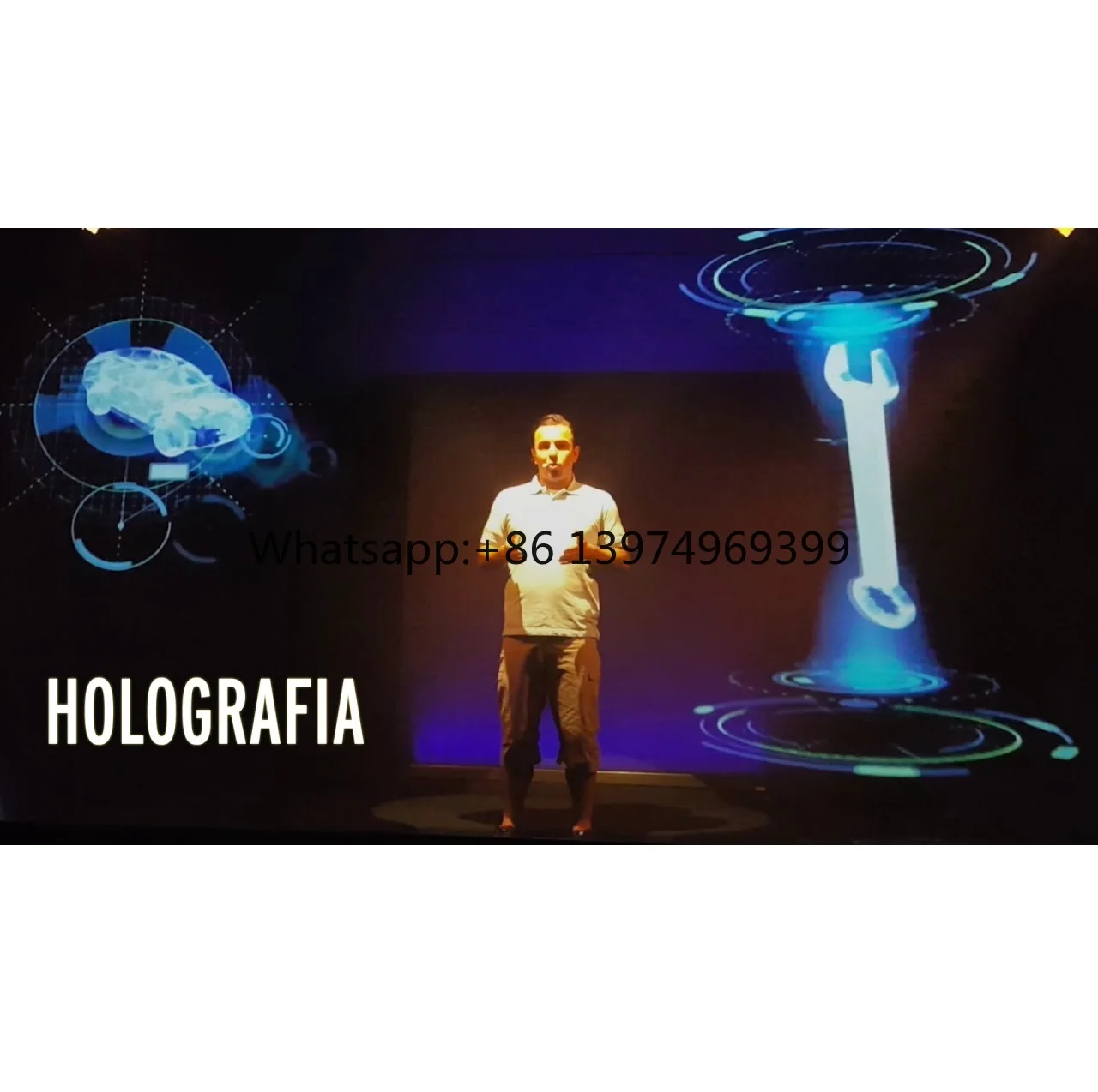 3D Holographic Projection Screen Reflection Hologram Projector with Musion Eyeliner Foil