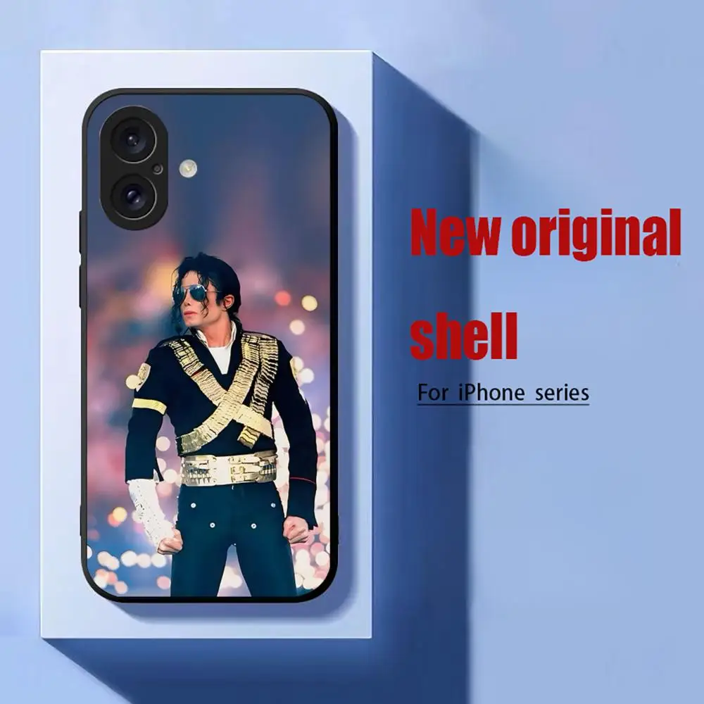 Star M-Michael MJ Jackson Phone Case For iPhone 16 15 14 13 12 11 X XR XS 8 Plus Mini Pro Max Soft black Shockproof Cover