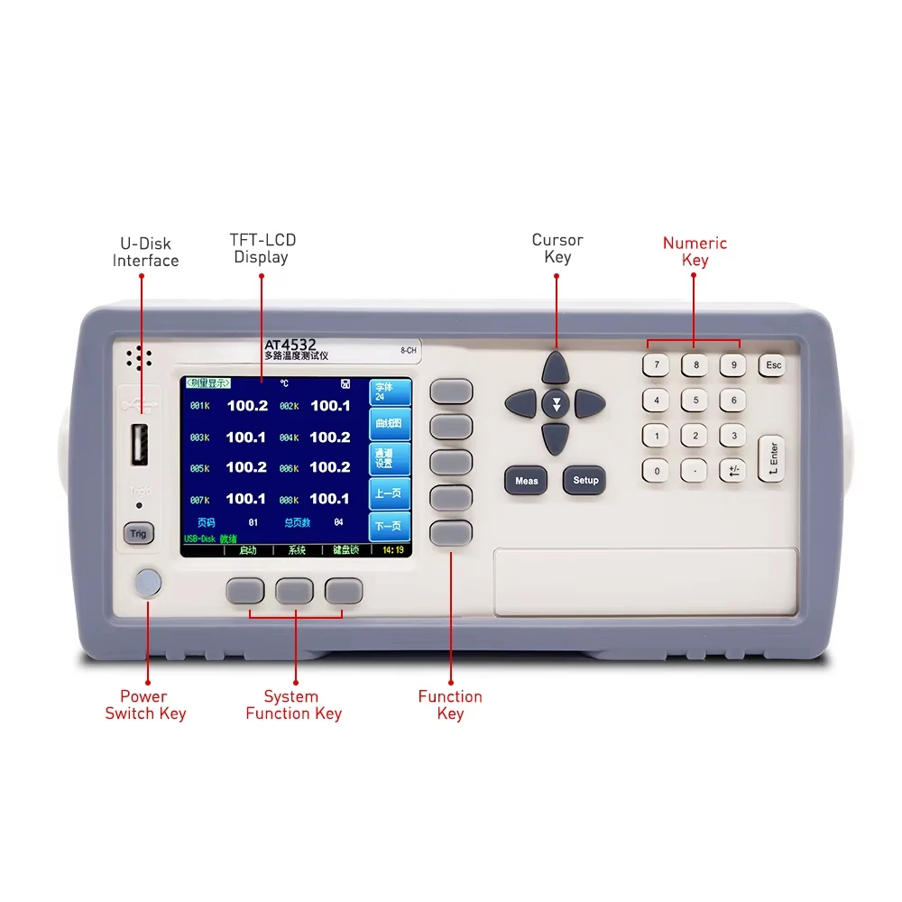 Hot Sale AT4532  UNIVERSAL THERMOCOUPLE MULTI-CHANNEL TEMPERATURE TESTER METER  DATA LOGGER