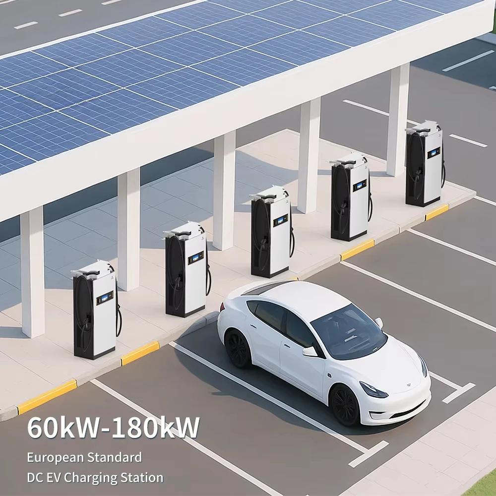 Super Fast CCS2 Solar Energy EV Charger Charging Station 60KW 120KW 180KW DC Charging Pile Commercial Charging Solution