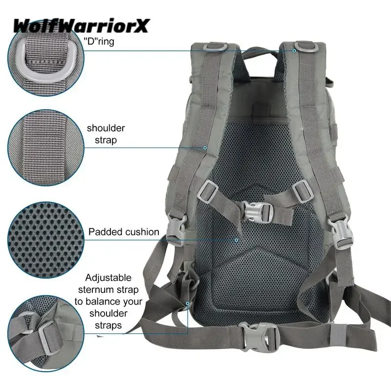 Mochila Tática Molle, Mochilas de Pesca, Saco de Assalto, Pacote para Caminhadas ao Ar Livre, Camping, Mochilas de Caça, 30L