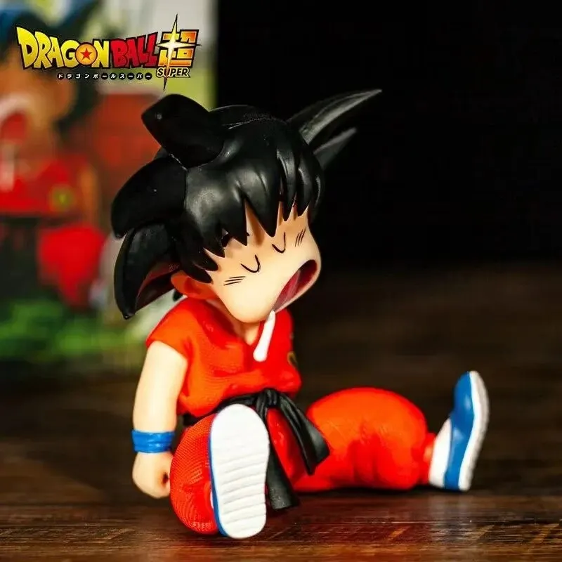 10cm Dragon Ball Z Anime Kakarotto Gk Pvc Action Figure Auto Accessories Sitting Posture Sleep Son Goku Model Toys Gifts