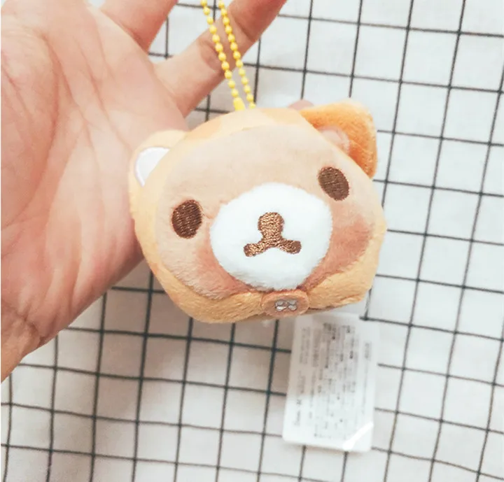 Anime Rilakkuma Korilakkuma Cat Keychain Kawaii Cute Plush Keychain Bag Key Chain Keyring Screen Cleaner Kids Toys Small Gift