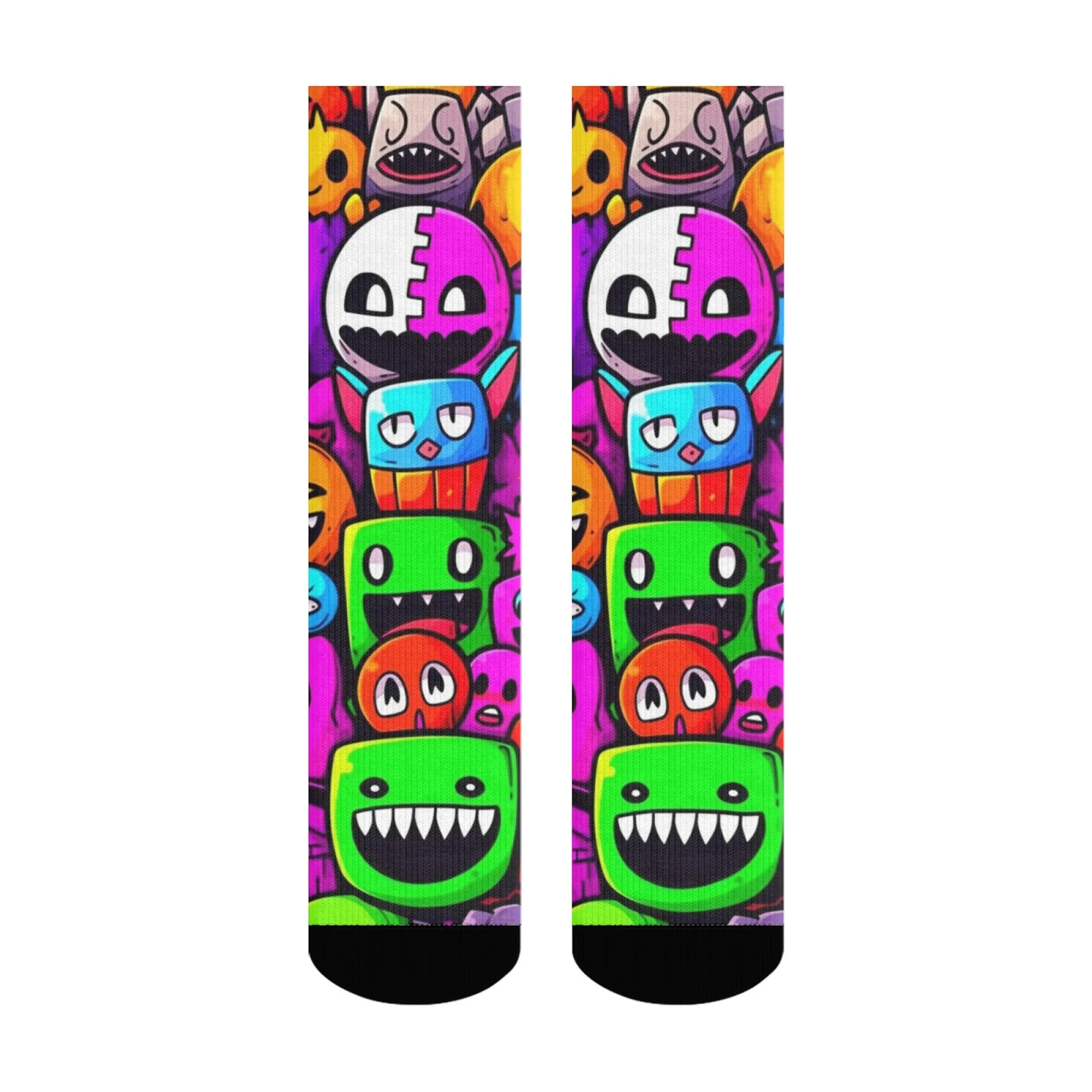Novel and Fun Monster Print Men's Socks Soft and Skin-friendly Socks Fashionable Street Style with A Quirky Harajuku Socks