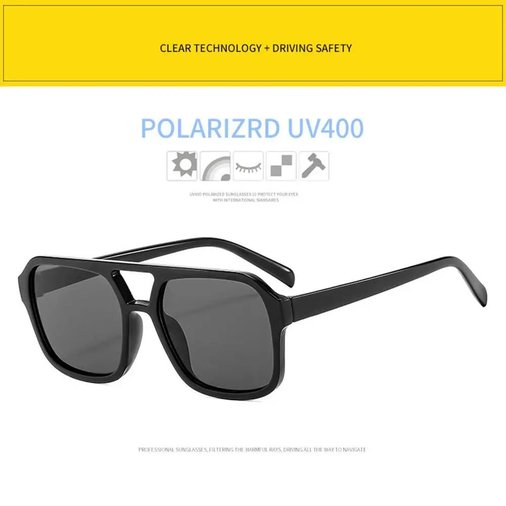 Ins Style Square Aviation Sunglasses Vintage UV400 Protection Big Frame Sun Glasses Black Shades for Women & Men