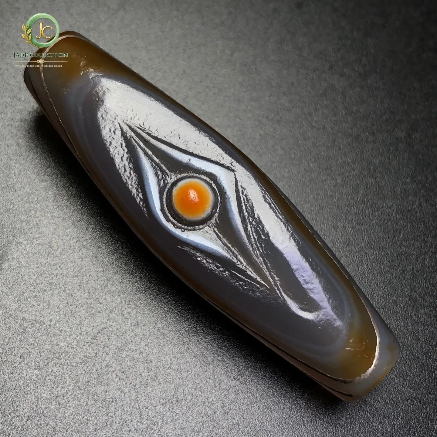 Tibetan Buddhism Agate Inlaid Silver Wire Buddha's Eyes Dzi Bead Pendant Z1881