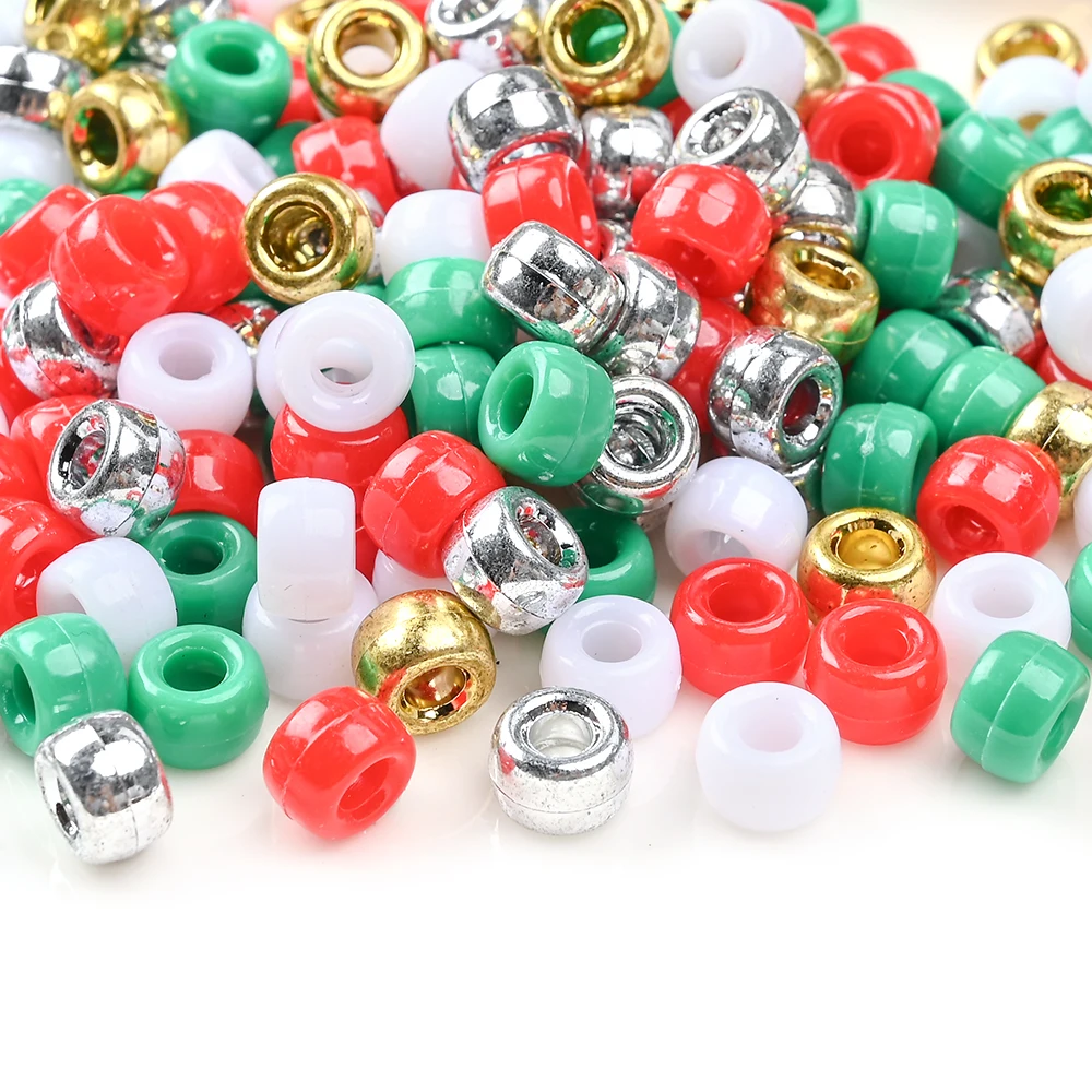 100/200/500 Stück 6x9mm Weihnachts-Acryl-Ponyperlen, gemischte lose Abstandsperlen für DIY-Bastelarbeiten und Schmuckherstellung. – Detail 3