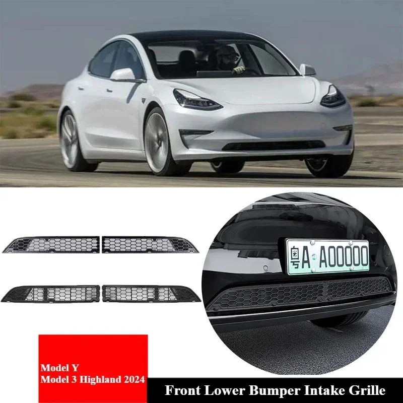 For Tesla Model Y Model 3 Highland 2024 Front Bumper Grill Mesh Air Inlet Vent Cover Grille Guards Protector Anti-insect Net