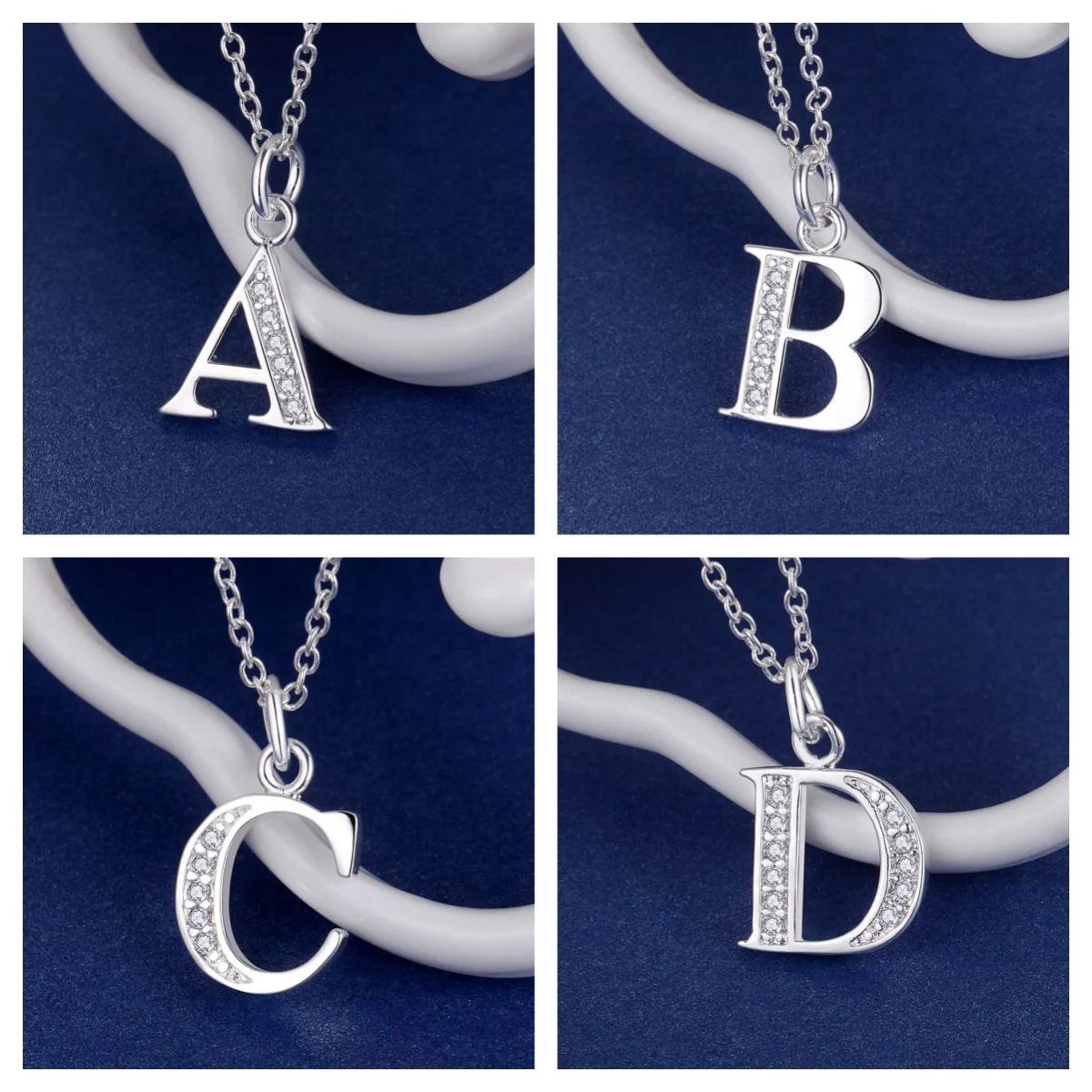26 Letter 925 Sterling Silver Necklace Pendant For Women Fashion Clavicle Chain Wedding Jewelry Party Gift High Quality