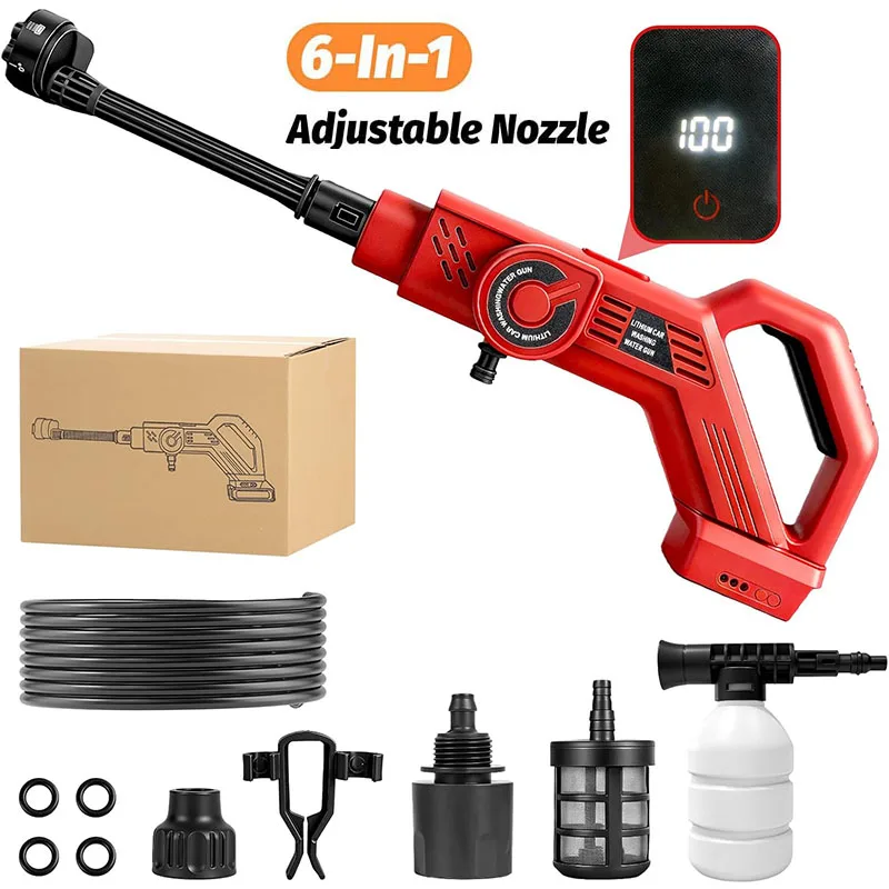 Cordless Pressure Washer Compatible with Milwaukee 18V Battery (No Battery) | Portable Power Washer with Brushless Motor, 6-in-1 Nozzle, 16ft Hose, 4 Level for Car Garden