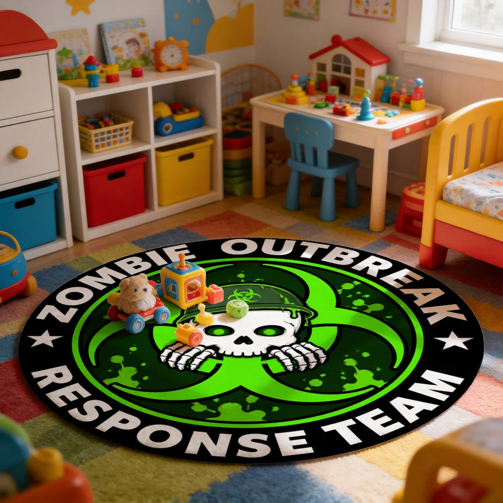 Zombie Outbreak Response Team Logo Area Rug Mat for Halloween Party Decorations Horror Theme Entrance Mat