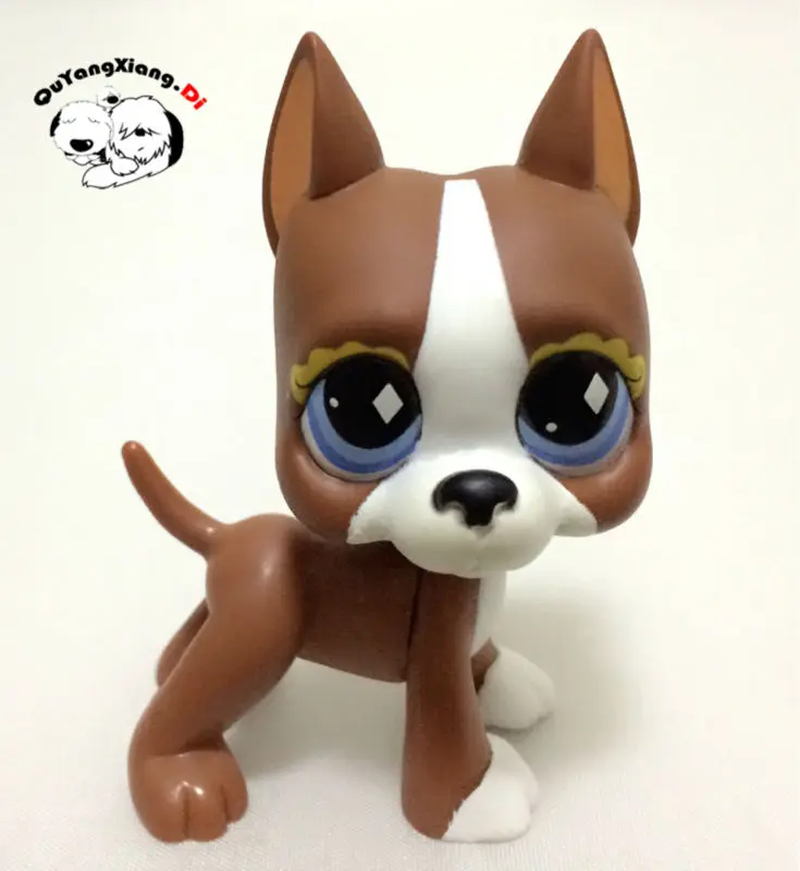 CWG041 Pet Shop Animal Brown and White Great Dane Puppy Dog diamond Eyes Dog action Figure cute puppy