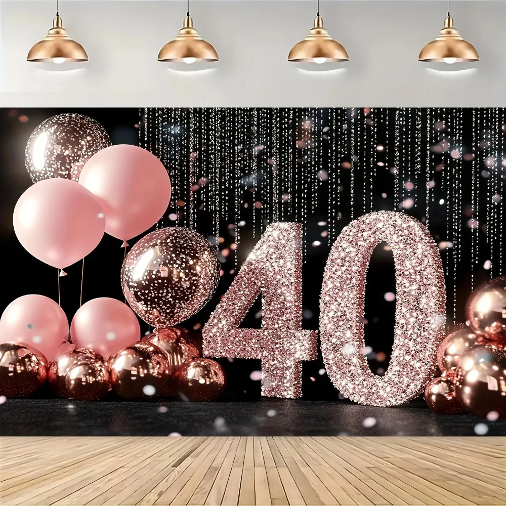 Banner-Hintergrund zum 40-jährigen Roségold-Geburtstagsthema, Geburtstagsparty für Erwachsene, Familienparty-Dekoration, Fotografie-Studio-Hintergrund