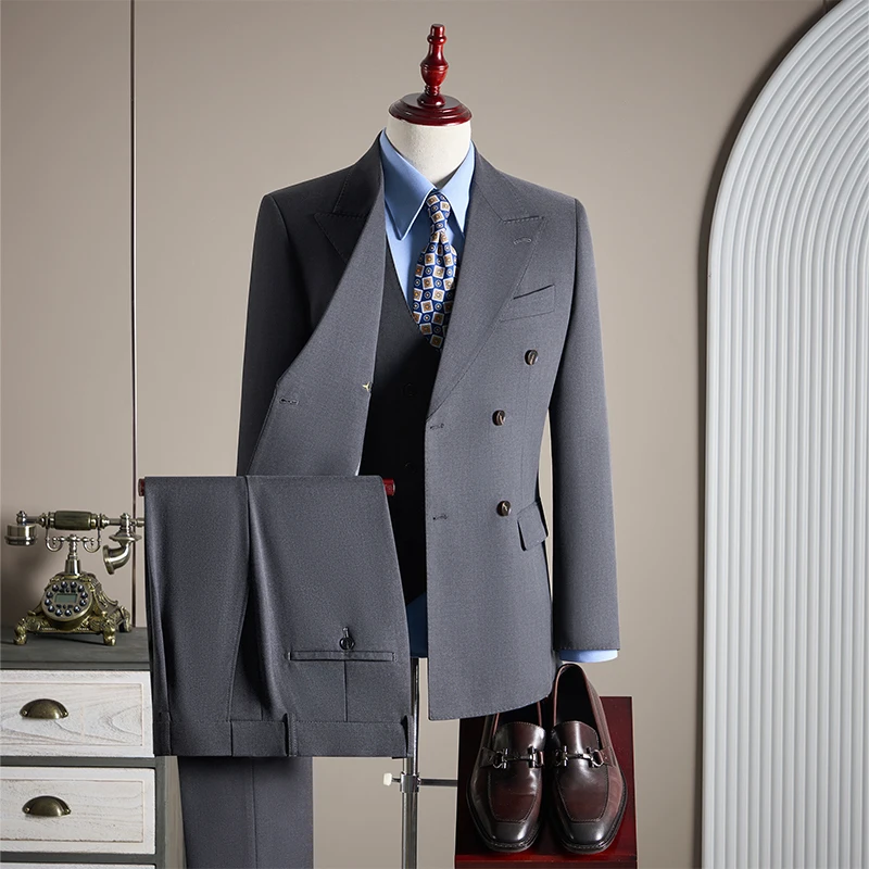 

Wedding suits Mens Double Breasted Business Suit High End Boutique 3 Piece Wedding Suit Autumn Winter New Arrival Formal Attire
