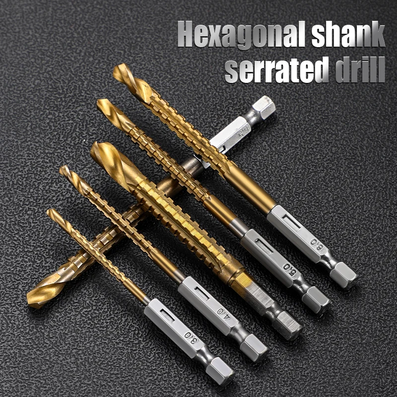 6Pcs Multifunctionele Boren Voor Hout Hex Shank Metalen Boor Set Titanium Vijzel Punch Gereedschap Hole Saw Kit professionele Boren