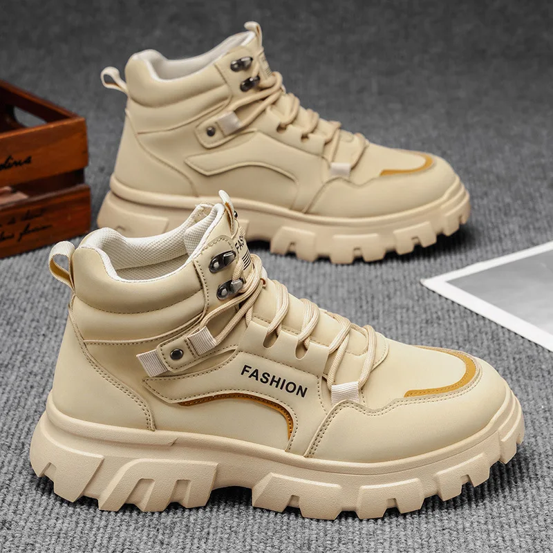 الشتاء أحذية رجالي جديد تنفس عالية الجودة أحذية عمل الرجال المألوف ومتعددة الاستخدامات سميكة سوليد المضادة للانزلاق أحذية بوت قصيرة غير رسمية #1