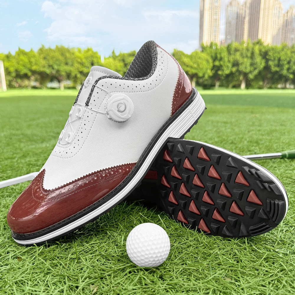 

New Golf Shoes Men Professional Spikes Knob Shoelaces Anti-side Slip Waterproof Comfortable Lightweight Golfer Training Footwear